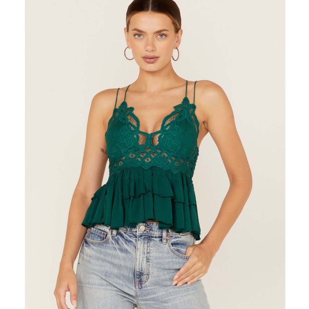 Free People Adella Cami Lace Ruffled Tank Top